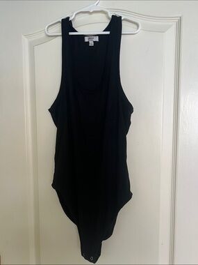 Agolde Black Scoop Neck Ribbed Bodysuit
